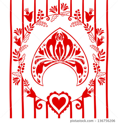 Wedding card, a la rus, kokoshnik blue, Slavic wedding 136756206