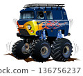 Cartoon Monster Truck Camper van 136756237