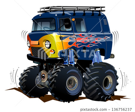 Cartoon Monster Truck Camper van 136756237