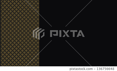 Black background with gold cloisonne border and left-side Japanese modern background (margin) 136756648