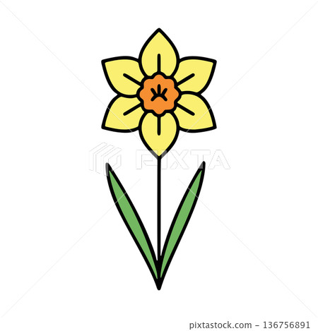 簡單的水仙花顏色圖標 136756891