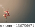 Burning incense and delicate flowers in minimalist zen composition 136756971