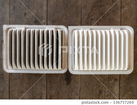 Comparison of Dirty and New Car Air Filters. Comparison of Dirty and New Car Air Filters. 136757269