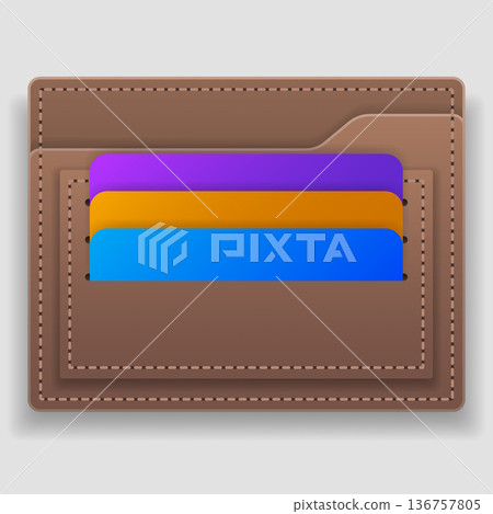3D Leather Wallet Mockup with Credit Cards 3D Leather Wallet Mockup with Credit Cards 136757805