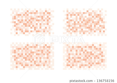Set of censorship textures with blur pixel effect isolated on white background. Skin tone colored mosaic pattern for hiding face, naked body or another privacy content. Vector illustration Set of censorship textures with blur pixel effect isolated on white background. Skin tone colored mosaic pattern for hiding face, naked body or another privacy content. Vector illustration 136758156