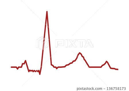 Part of red heart beat diagram. Fragment of ECG chart isolated on white background. Pulse or cardiac rhythm line. Cardio test sign. Cardiology hospital symbol. Health concep. Vector illustration Part of red heart beat diagram. Fragment of ECG chart isolated on white background. Pulse or cardiac rhythm line. Cardio test sign. Cardiology hospital symbol. Health concep. Vector illustration 136758173
