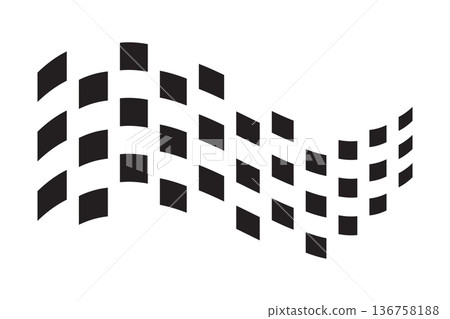 Wavy race flag texture with black squares and faded effect. Start or finish symbol on sport car competitions. Rally or motocross prop. Victory, trophy or success sign. Vector graphic illustration Wavy race flag texture with black squares and faded effect. Start or finish symbol on sport car competitions. Rally or motocross prop. Victory, trophy or success sign. Vector graphic illustration 136758188