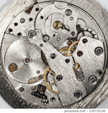 old clockwork, metal gears close up 136758196