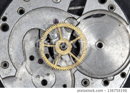 old clockwork, metal gears close up old clockwork, metal gears close up 136758198