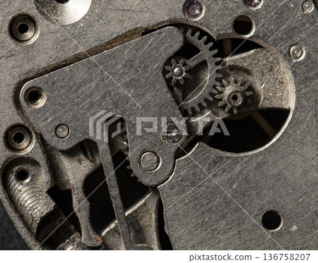 old clockwork, metal gears close up old clockwork, metal gears close up 136758207