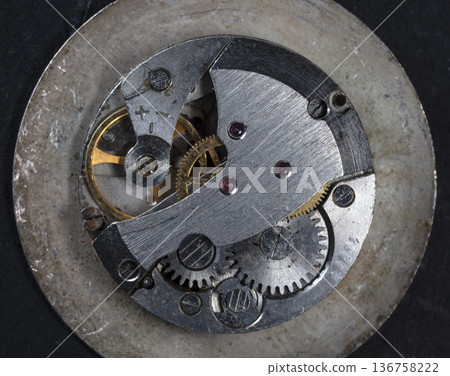 old clockwork, metal gears close up 136758222