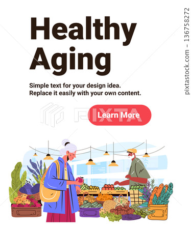 Healthy aging senior woman shopping fresh vegetables market stall colorful produce indoor grocery lifestyle wellness landing page Healthy aging senior woman shopping fresh vegetables market stall colorful produce indoor grocery lifestyle wellness landing page 136758272