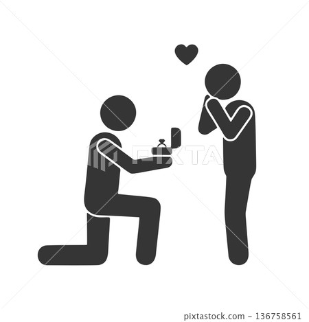 求婚者的剪影圖標 136758561