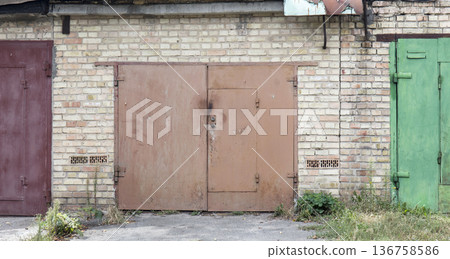 old metal warehouse door, hangar old metal warehouse door, hangar 136758586