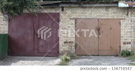 old metal warehouse door, hangar old metal warehouse door, hangar 136758587