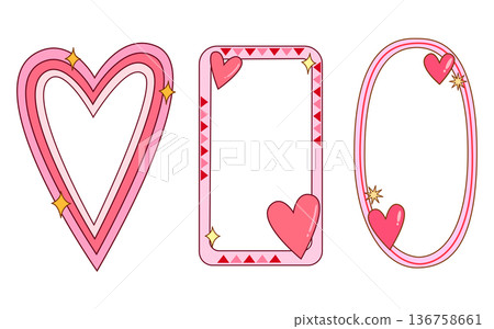 Pink heart and love frames for festival, Valentine, social media and element Pink heart and love frames for festival, Valentine, social media and element 136758661