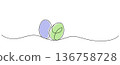 Two Easter Eggs One Continuous Line Art Pastel Purple Green Spring Holiday Minimalist Vector Illustration 136758728