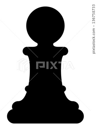 Chess piece pawn, black and white silhouette illustration of chessman shape, isolated Chess piece pawn, black and white silhouette illustration of chessman shape, isolated 136758733