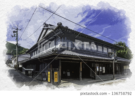 廣島縣莊原市三樂莊水彩風格的東城街道 廣島縣莊原市三樂莊水彩風格的東城街道 136758792