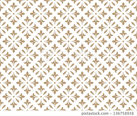 Flower geometric pattern. Seamless vector background. White and beige ornament 136758938