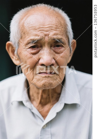 Portrait of a kind-looking elderly Asian man 136758953