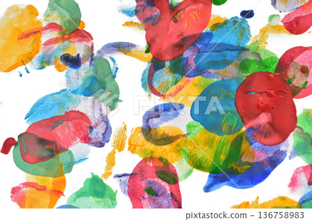 Spots of watercolor paint in different shades. 136758983