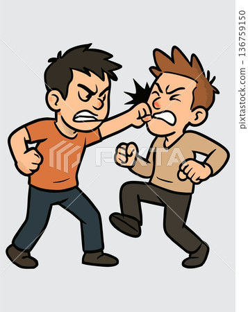 Cartoon illustration of two men fighting 136759150