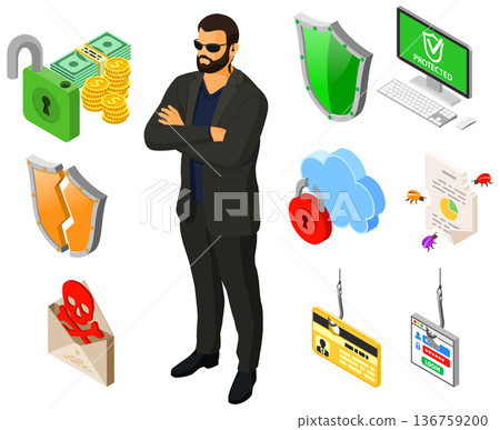 Cyber Security Isometric Banner 136759200