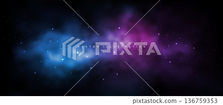 Sky galaxy cloud nebula stars dark night universe milky way cosmos vector 136759353