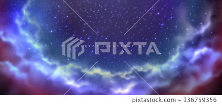 Sky galaxy cloud nebula stars dark night universe milky way cosmos vector 136759356