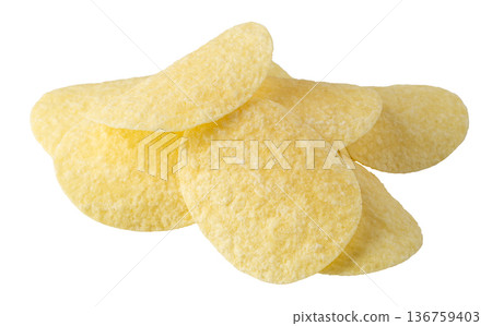Potato chips isolated on a white background Potato chips isolated on a white background 136759403