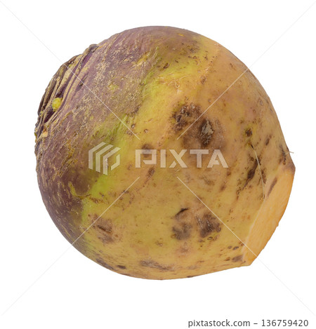 Fresh Turnip Swede isolated over white background. 136759420