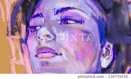 female portrait, pencil drawing illustration, sketch 136759556