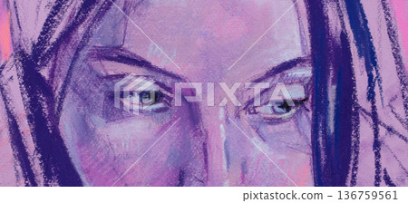 female portrait, pencil drawing illustration, sketch 136759561