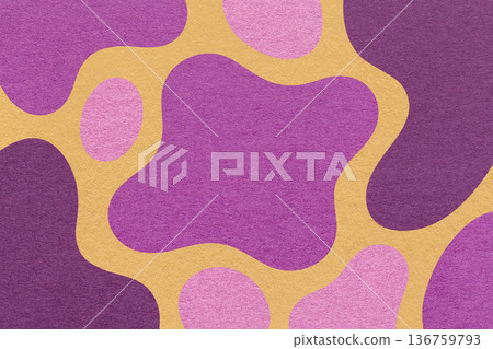 Abstract violet purple ochre paper texture background with amorphous fluid blob shapes and spots in flat organic design Abstract violet purple ochre paper texture background with amorphous fluid blob shapes and spots in flat organic design 136759793