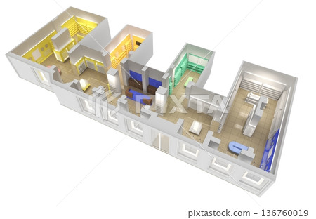 commercial premises, shop, interior visualization, 3D illustration commercial premises, shop, interior visualization, 3D illustration 136760019
