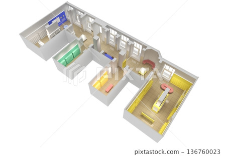 commercial premises, shop, interior visualization, 3D illustration 136760023