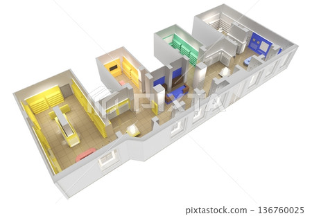 commercial premises, shop, interior visualization, 3D illustration commercial premises, shop, interior visualization, 3D illustration 136760025