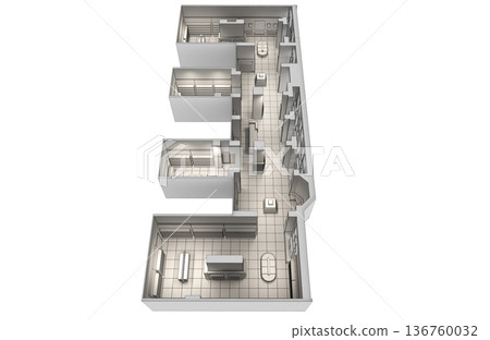 commercial premises, shop, interior visualization, 3D illustration commercial premises, shop, interior visualization, 3D illustration 136760032