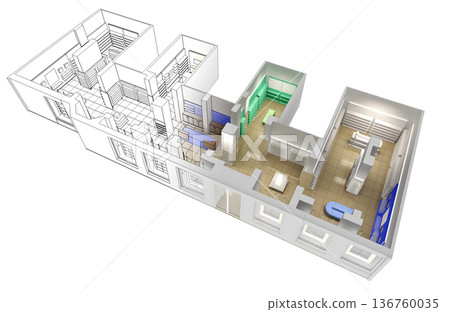 commercial premises, shop, interior visualization, 3D illustration commercial premises, shop, interior visualization, 3D illustration 136760035