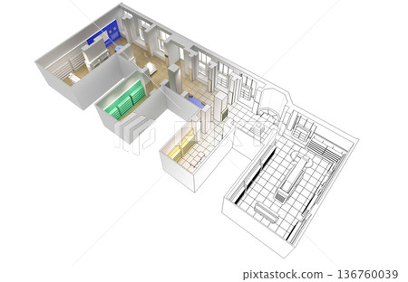 commercial premises, shop, interior visualization, 3D illustration commercial premises, shop, interior visualization, 3D illustration 136760039