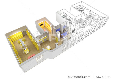 commercial premises, shop, interior visualization, 3D illustration commercial premises, shop, interior visualization, 3D illustration 136760040