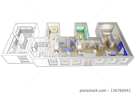 commercial premises, shop, interior visualization, 3D illustration commercial premises, shop, interior visualization, 3D illustration 136760041