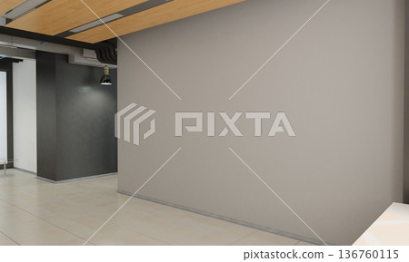 visualization of a large empty interior, 3D illustration visualization of a large empty interior, 3D illustration 136760115