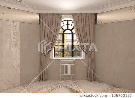 visualization of a large empty interior, 3D illustration visualization of a large empty interior, 3D illustration 136760135