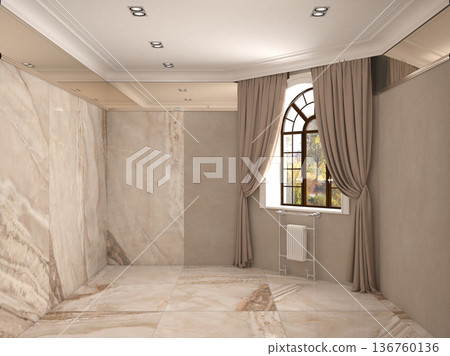 visualization of a large empty interior, 3D illustration visualization of a large empty interior, 3D illustration 136760136