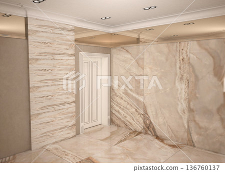 visualization of a large empty interior, 3D illustration visualization of a large empty interior, 3D illustration 136760137