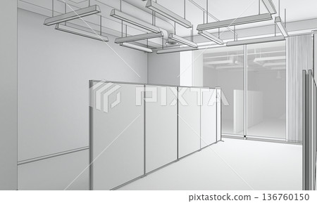 visualization of a large empty interior, 3D illustration visualization of a large empty interior, 3D illustration 136760150