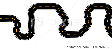 Curve road icon, highway winding line. Curve roadway illustration top view, road way Curve road icon, highway winding line. Curve roadway illustration top view, road way 136760782