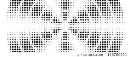 Radial dot halftone pattern. Gradient concentric ripple background, circular grid texture Radial dot halftone pattern. Gradient concentric ripple background, circular grid texture 136760831